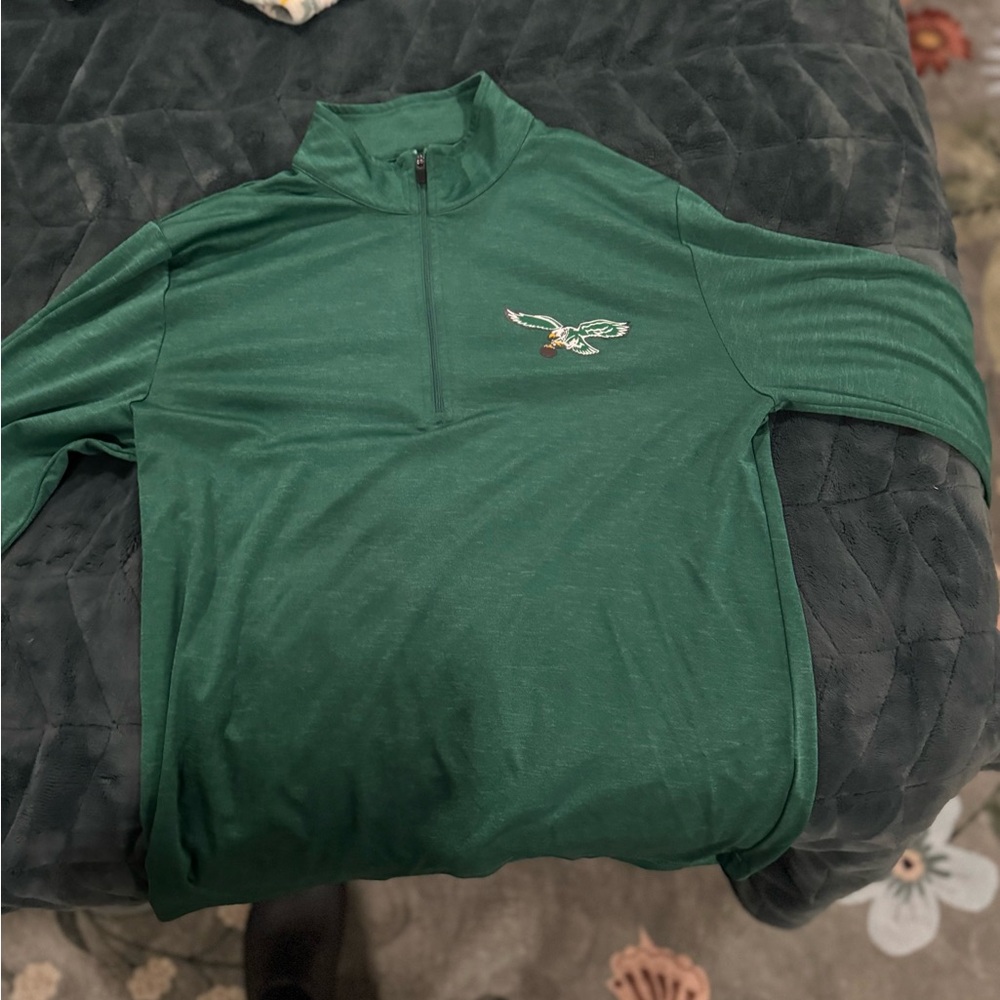 Men's Green 1/4 Zip Pullover with Eagle Logo